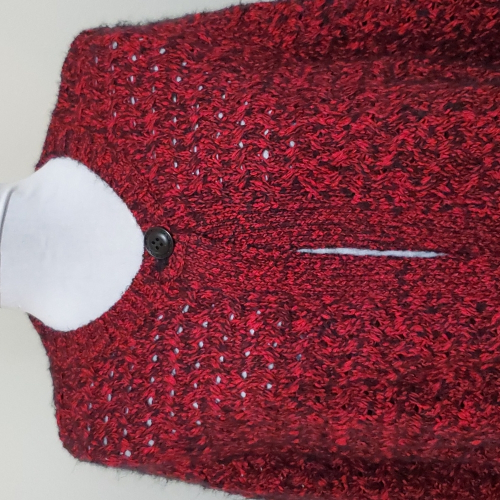 Vintage Ruby Rd. Open Front Sweater - Red/Black -… - image 2